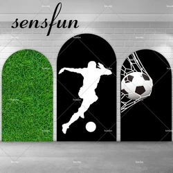 Soccer Theme Boys Adult Birthday Party Arch Backdrop Green Grass Playing Football Player Chiara Wall Backgrounds Doubleside