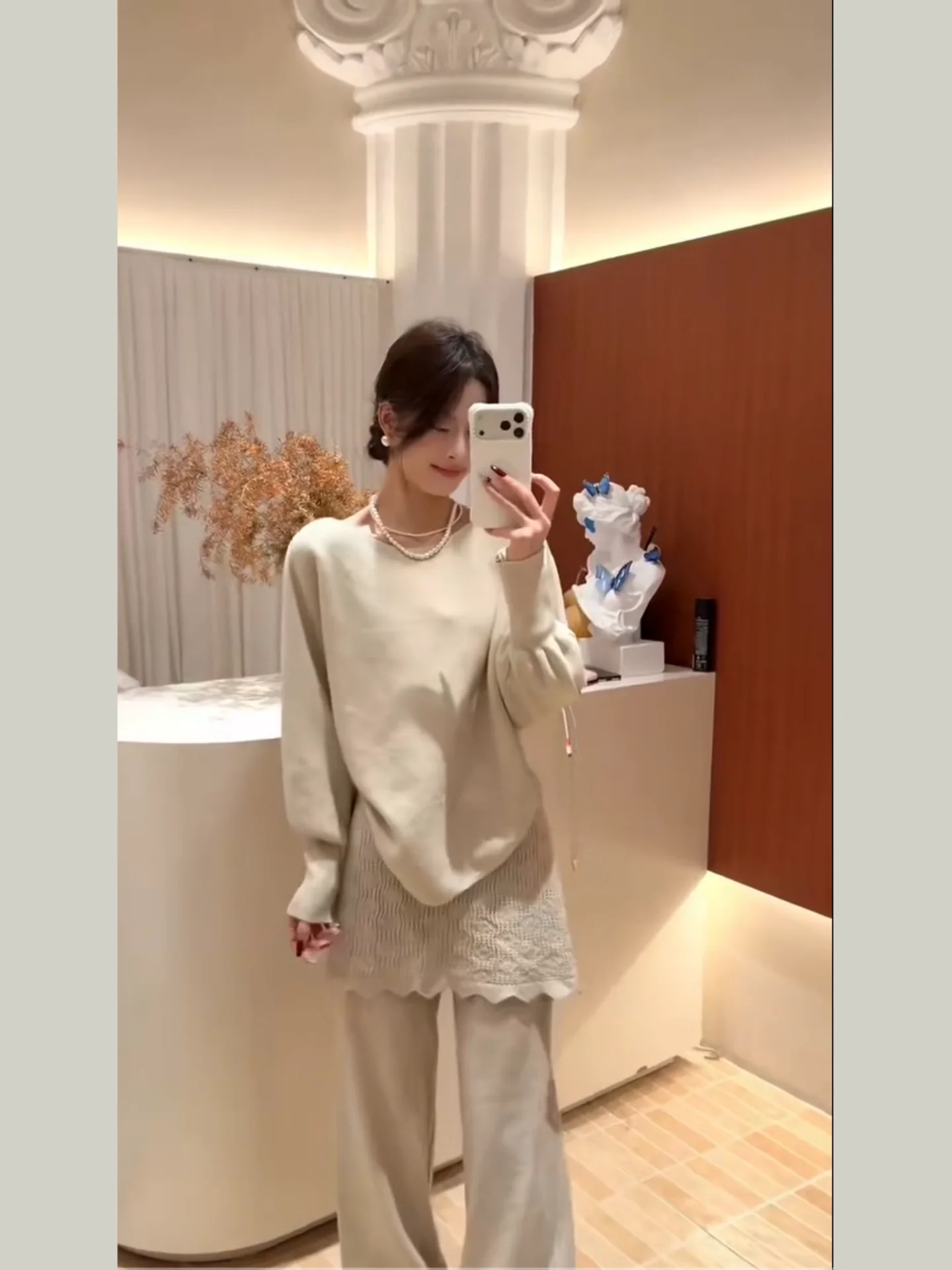 

Faionable Commute Sle Women's Two-Piece Set Straight Leg Pants Age-Defng Top Casual Spring Collection High Waist