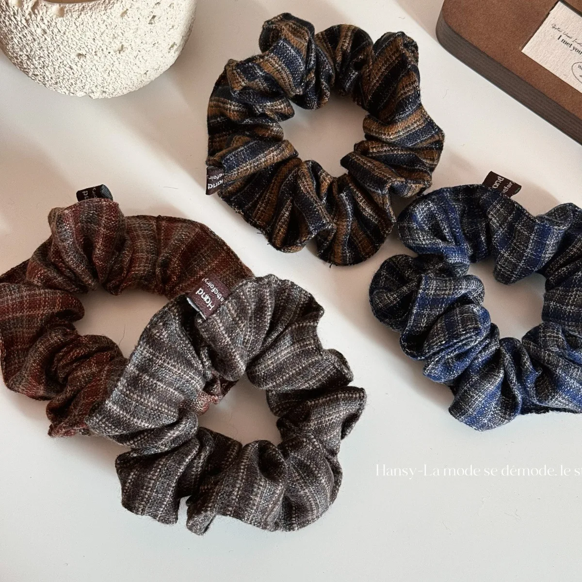 

Korean retro fabric large intestine hair band women's head flower ponytail high-end headband hair rope fat intestine rubber band hair accessories