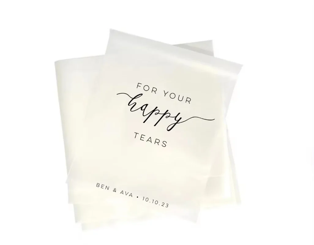 25 stuks Happy Tears Tissue Packets-Bruiloft Tissues-Voor uw Happy tears-Aangepaste tissue packs-Bruiloft-Gepersonaliseerde Petal Packets