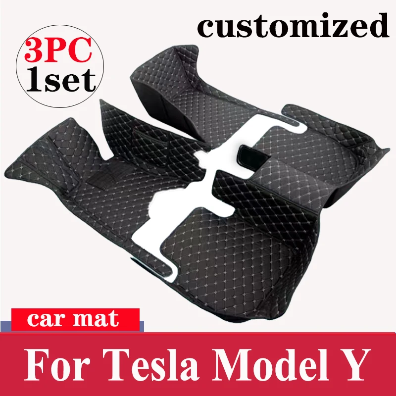 

Car Floor Mats For Tesla Model Y 7 Seat 2020 2021 2022 2023 Leather Mat Auto Interior Parts Floor Pad Rug Carpet Car Accessories