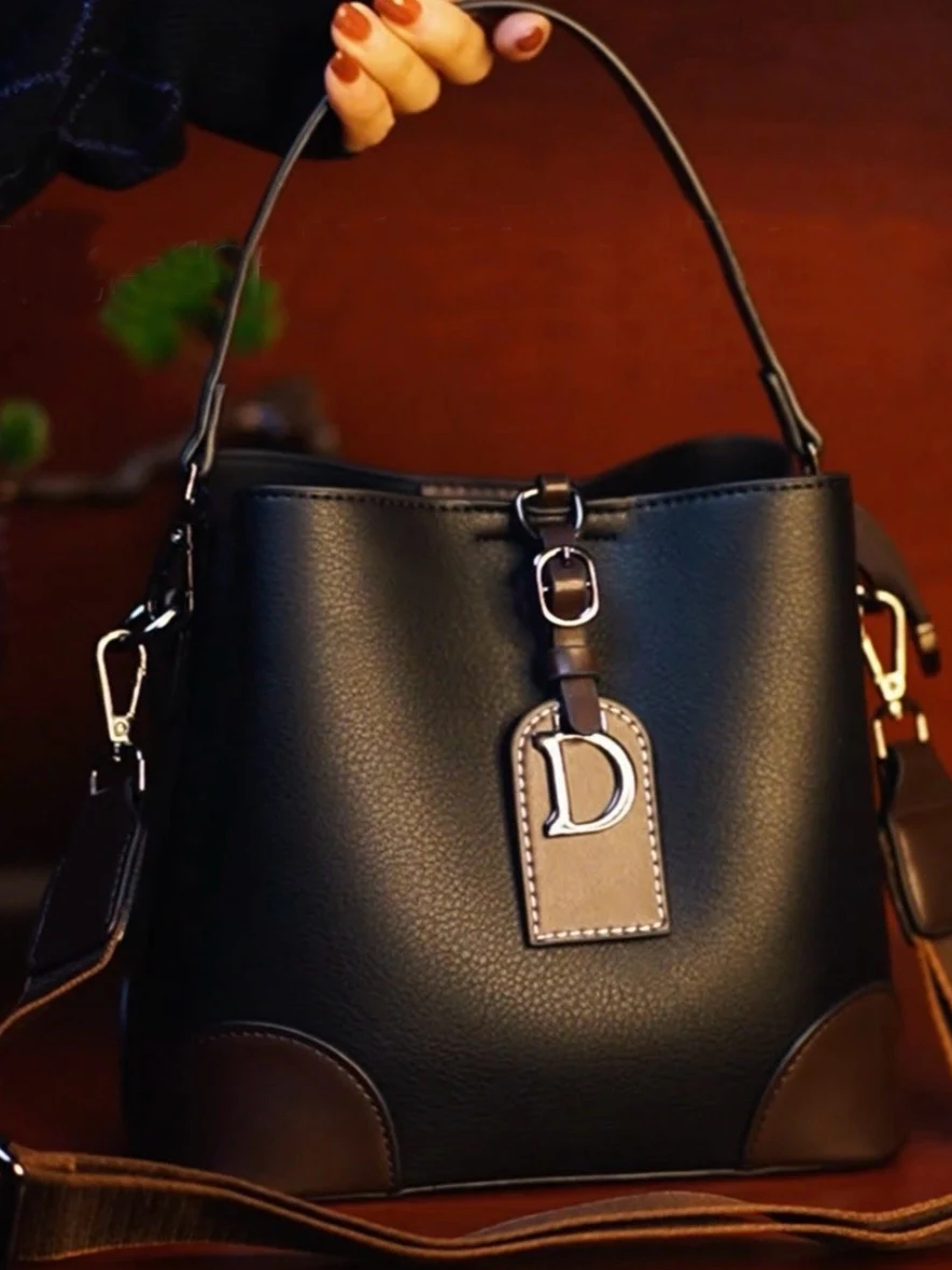 

Модная женская сумка-ведро из мягкой кожи, сумка через плечо, повседневная универсальная сумка для поездок на работу и ежедневного использования