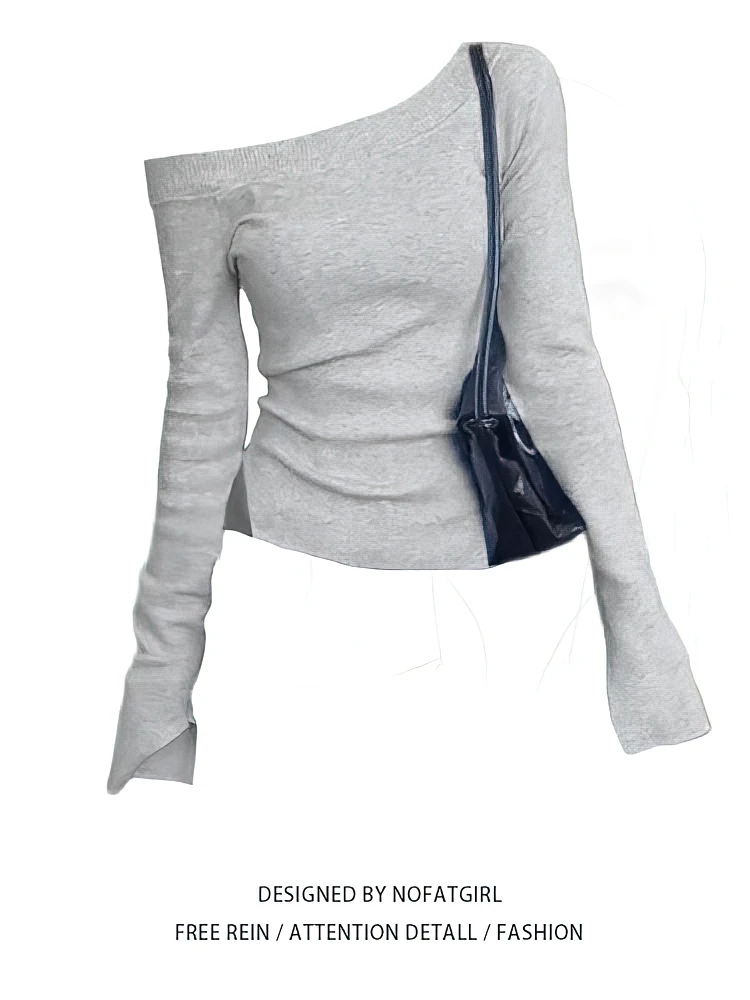 

Флисовая теплая футболка с открытыми плечами и длинными рукавами, женская футболка на одно плечо, базовая однотонная футболка, женский повседневный топ с разрезом, осень-зима