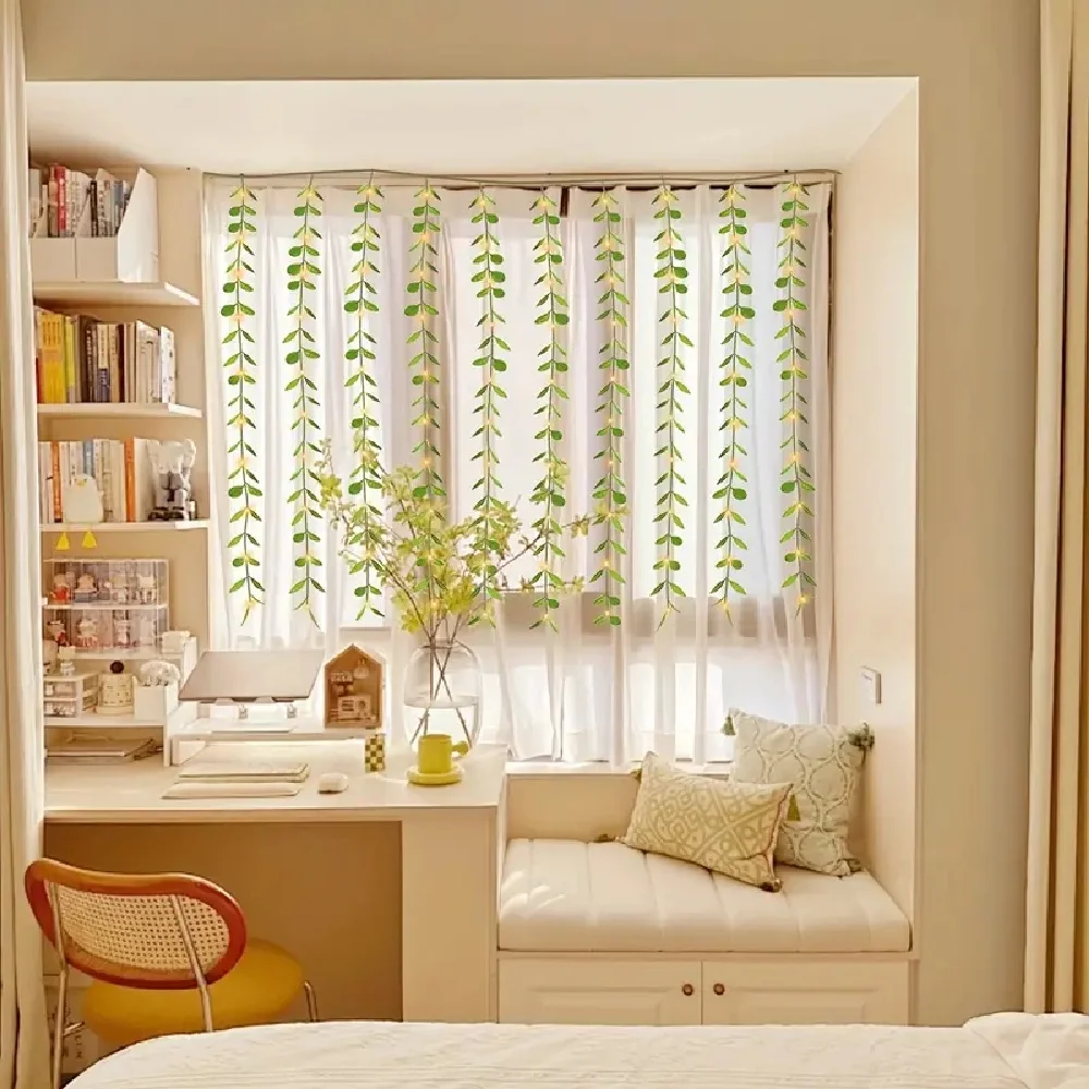 1 قطعة 3*1M100LED USB ضوء ستارة أوراق الصفصاف الاصطناعية الإبداعية ، 8 أوضاع وامضة ، تستخدم للشرفات ، ديكور غرف المعيشة