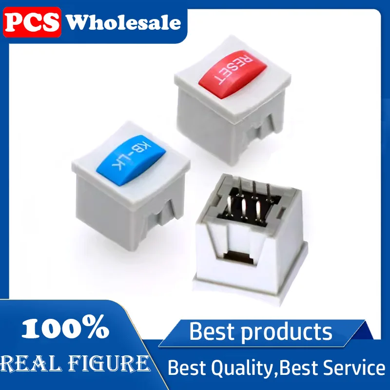 Interruptor de llave de doble fila de seis pines/seis Pines, 8,5x8,5, con marco fijo, de autobloqueo KFT-14BS azul/rojo