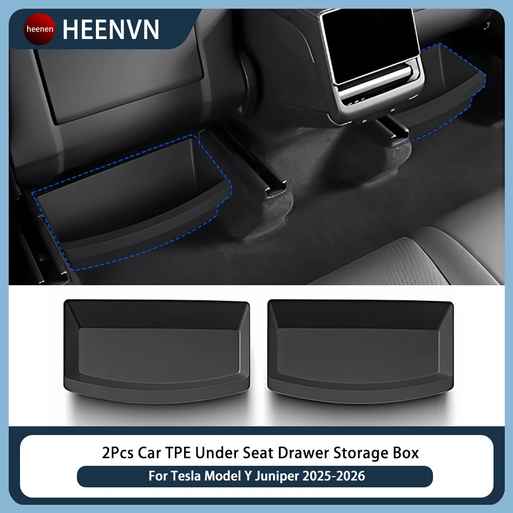 

Органайзер-лоток из ТПЭ для хранения под сиденьем для Tesla Model Y Juniper Launch 2025-2026, 2 шт., аксессуары для интерьера автомобиля