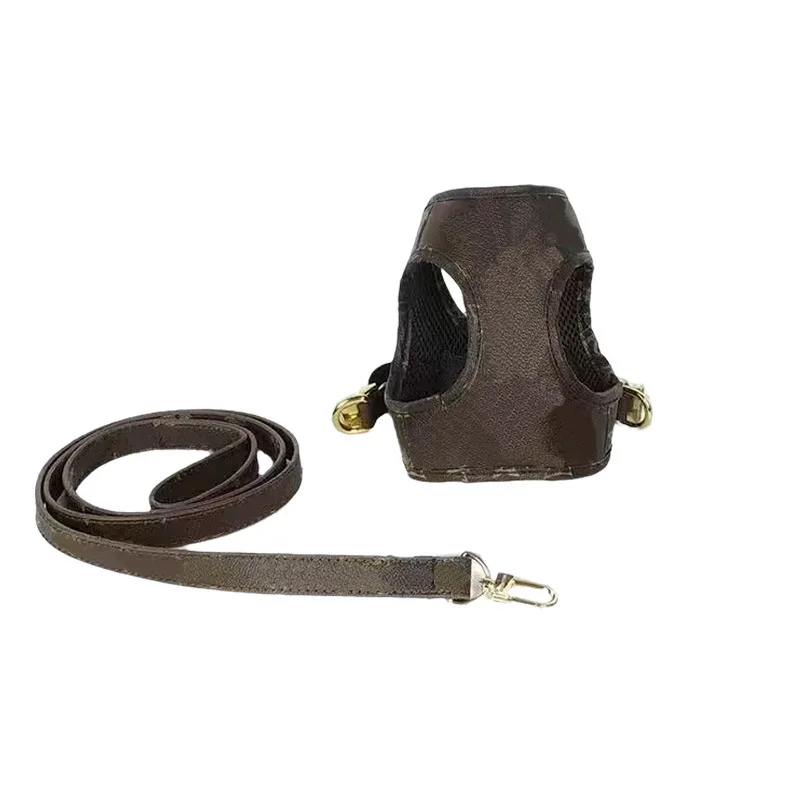 

Pet dog leash leather dog chest back leash French fight corgi teddy leather chest back dog leash set