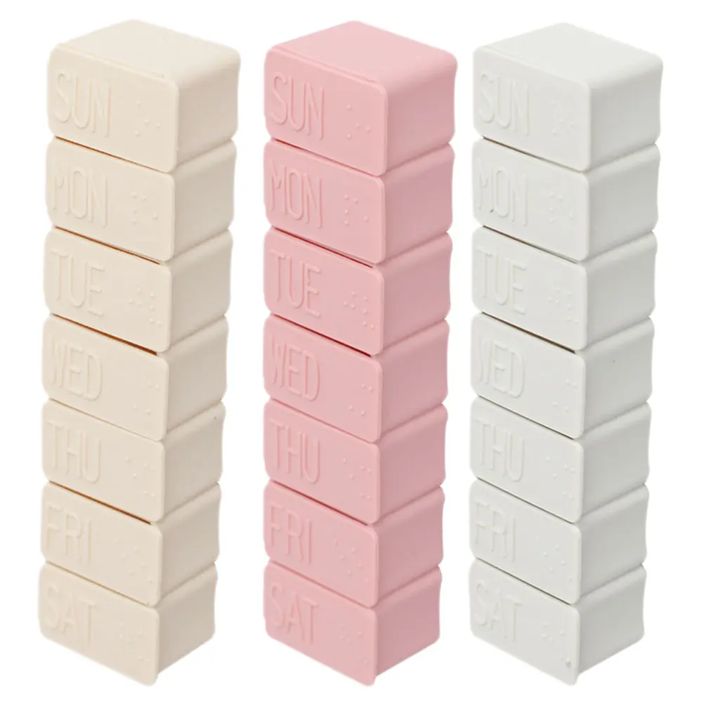 

3pcs 7-Grids Pill Box Portable Medicine Storage Case Weekly Organizer Lightweight Plastic Container For Tablets Rings Ear Studs