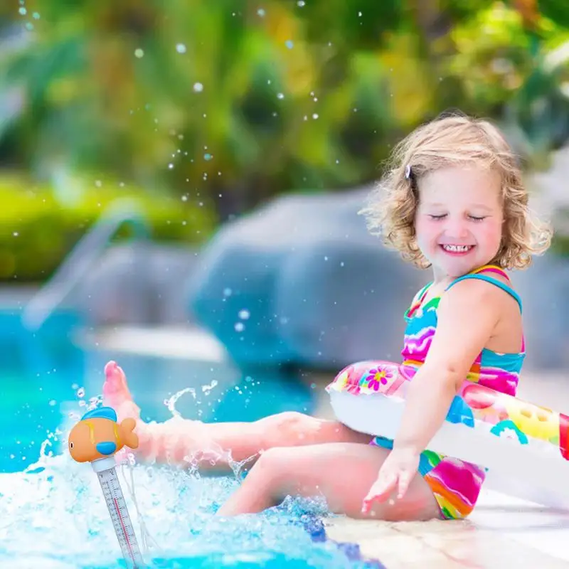 Testador de temperatura da piscina dos desenhos animados testador de temperatura da água para piscina resistente a estilhaços acessórios da banheira com corda
