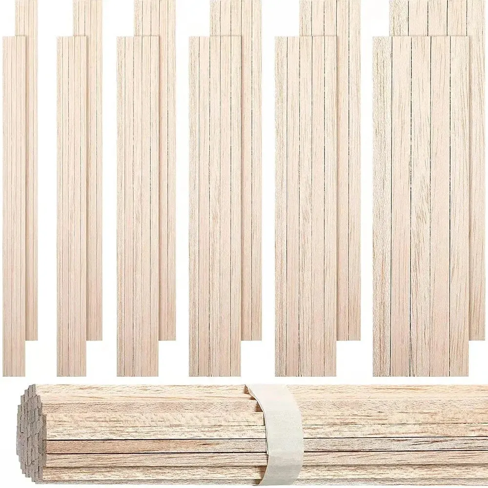 130pcs Balsa Wood Wooden Strip Craft Square Cudgel Model Toys Building Carving Handicraft DIY Accessories Balsa Stick - Image 2