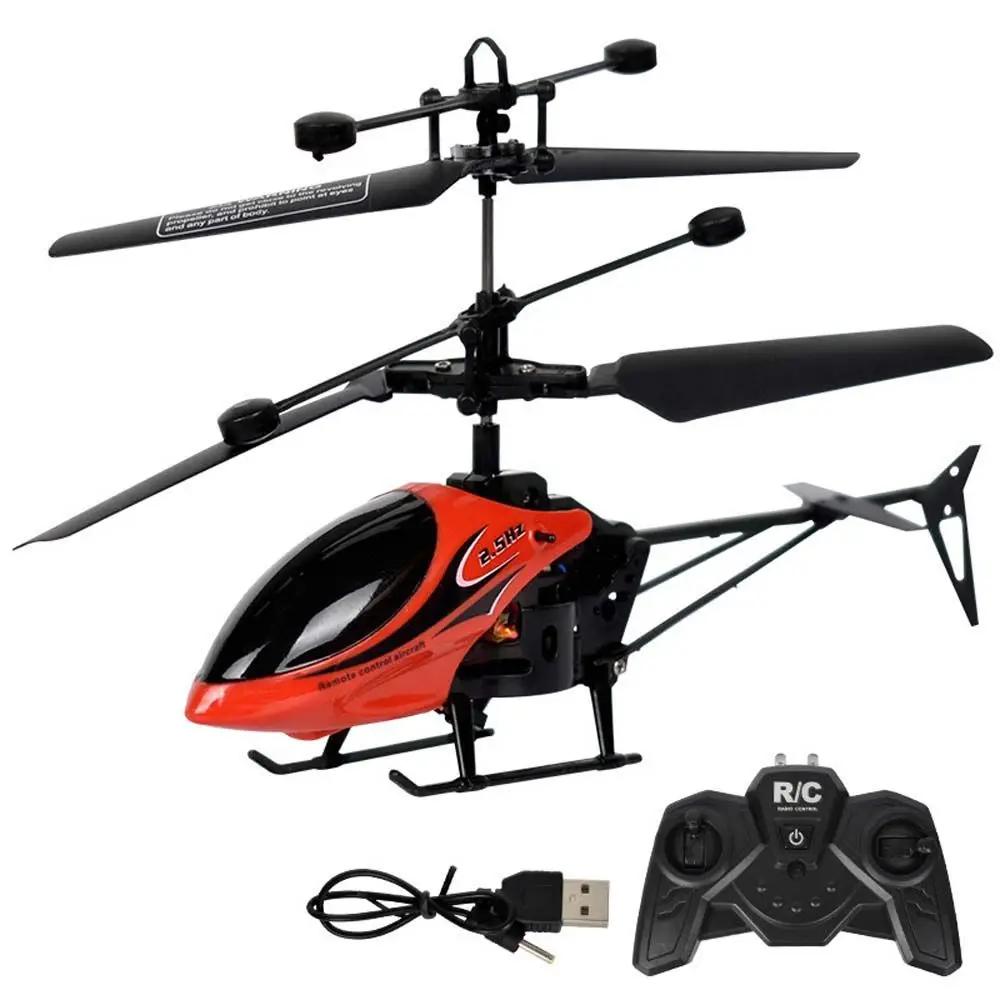 2 Channel Remote Control Helicopter Mini Glowing Aircraft Model Rechargeable Flying Toy Indoor Outdoor Play Ideal Birthday Gift
