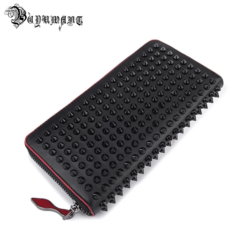 Buyuwant Rock stud Rivet women genuine leather wallet leather purse fashion long wallet clutch bag women's handbags GN-WL-flszcd