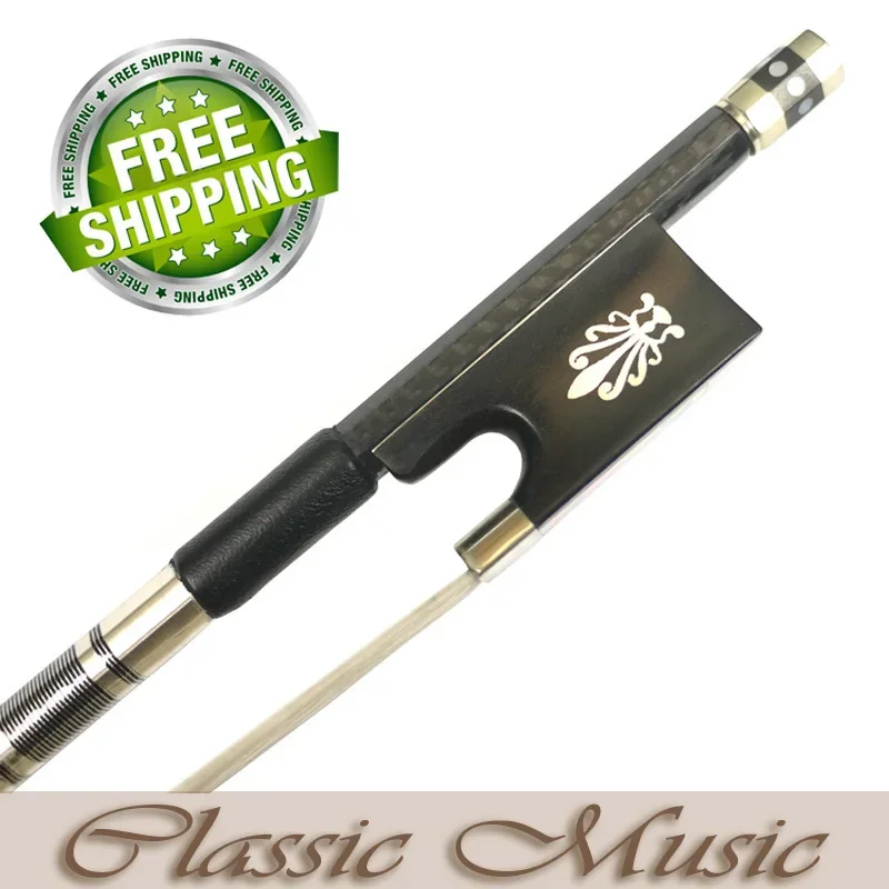 Silver Braided Carbon Fiber  Violin Bow with Phoenix Inlaid Ebony Frog(4/4), Super light,Hot Sell!