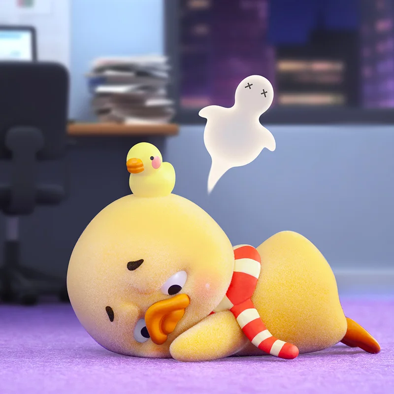 UpsetDuck Stop The Spiral Duck Blind Box Kawaii UpsetDuck Figuras de animais Caixa misteriosa Decoração de quarto fofa Coletar brinquedos Presente de Natal