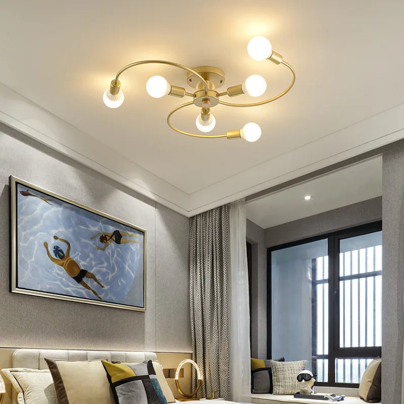 

Скандинавский светодиодный потолочный светильник E27, минималистичный подвесной светильник для гостиной, столовой, кабинета, современное креативное освещение для гардеробной