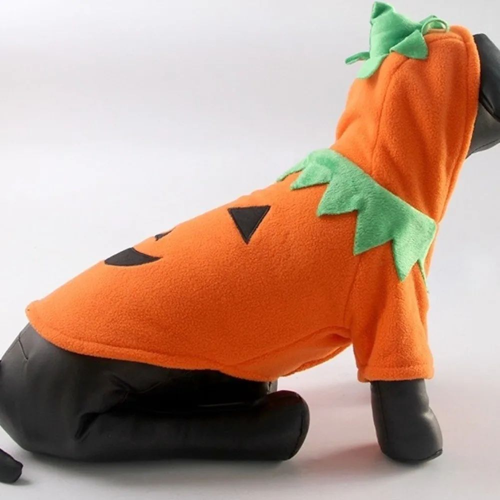 

Cute Warm Fleece Pumpkin Dog Costume Breathable Orange Dog Hoodie Comfortable Fit Halloween Dog Clothes Autumn Season