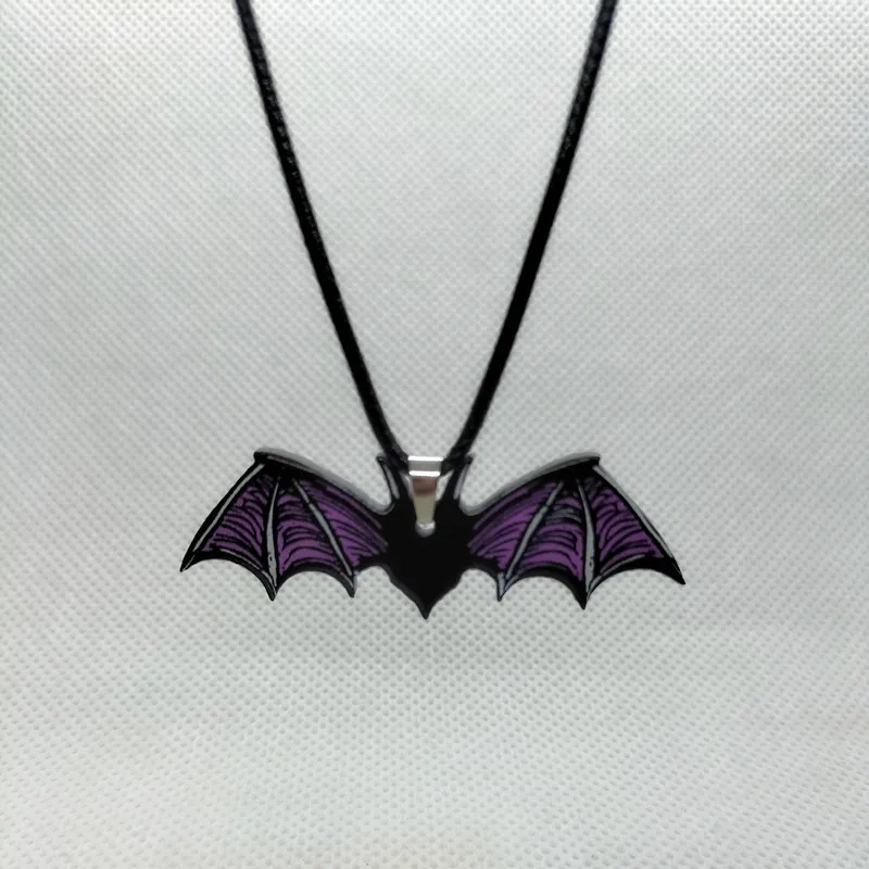 Yungqi Acrylic Bat Pendant Necklaces for Women Girl Minimalist Rope Chain Choker Halloween Animal Necklace Jewelry Collier