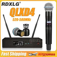 ¡Calidad superior! QLXD4 micrófono inalámbrico único profesional puesta en escena 520-580MHz UHF Iglesia Karaoke Metal de mano QLXD2