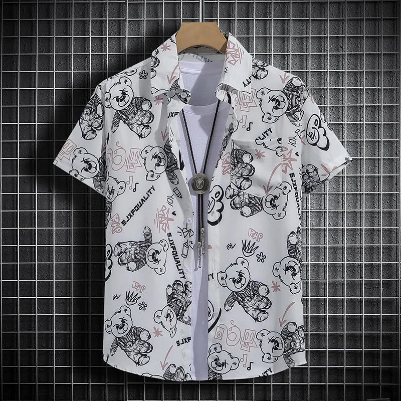 Camisa hawaiana de manga corta para hombre, ropa informal de playa, talla grande, a la moda, novedad de verano