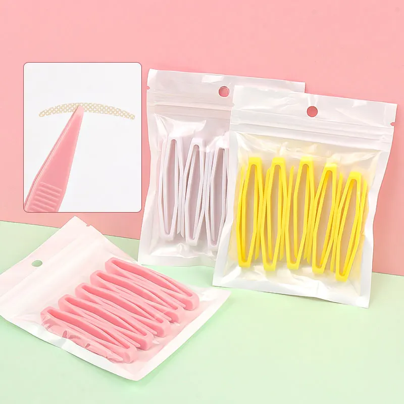 10 stks/zak Plastic Pincet voor Wimper Extensions Valse Wimpers Pincet Handgemaakte Wegwerp Make-up Gereedschap