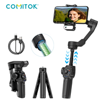 3-Axis Handheld Gimbal Pro with Extension Rod AI Tracking & Fill Light Portable Wheel Focus for iPhone/Android, Vlog/YouTube