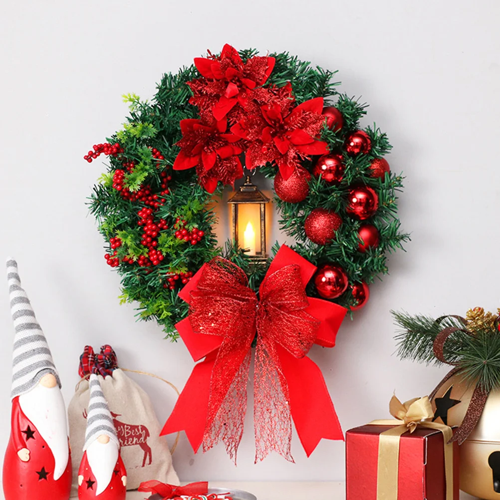 

1pc Christmas Wreath Ornament Decorative Hanging Holiday Home Door Xmas Party Festive Christmas Wreath Garland