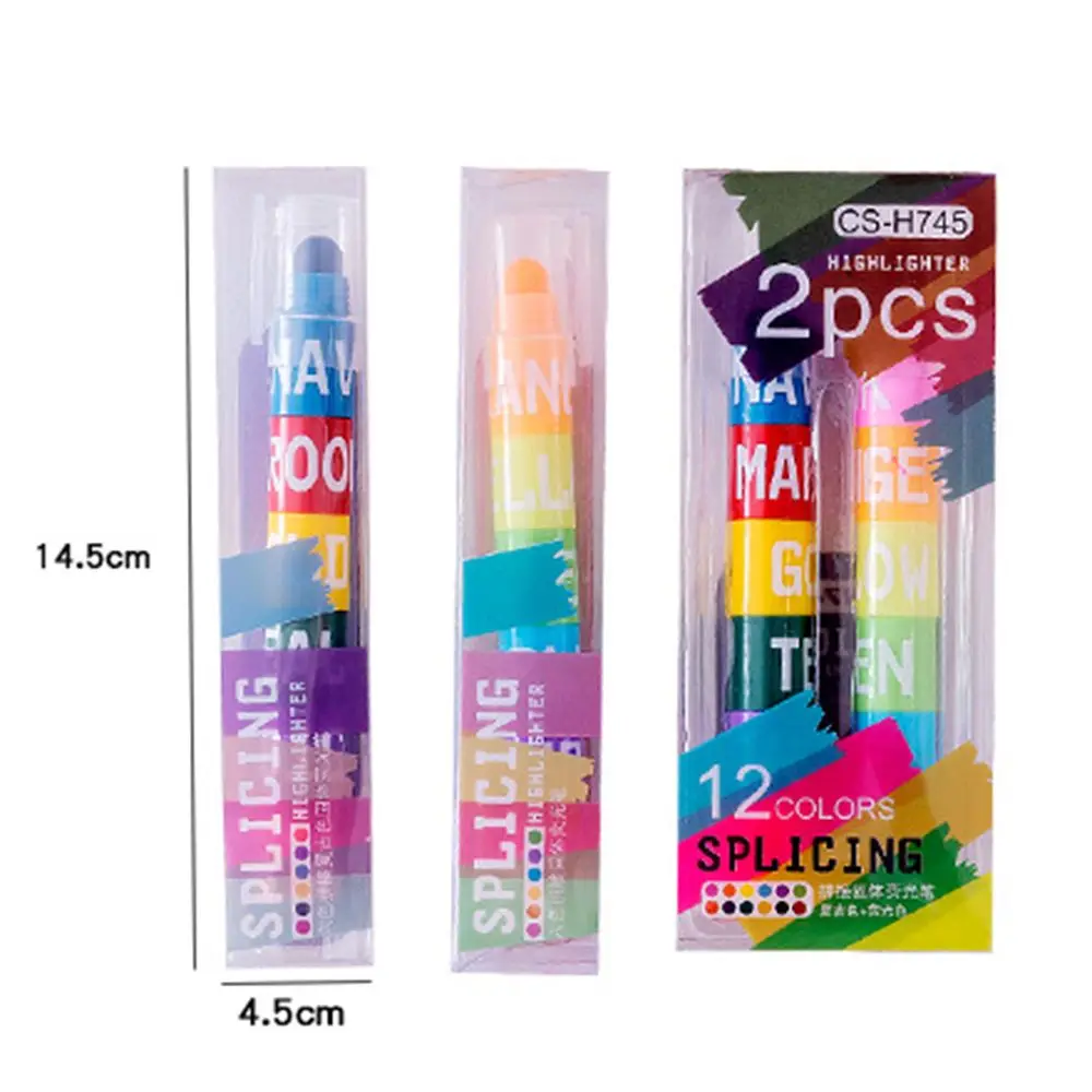 Creative 6in1 Stitching Colorful Crayon Student Solid Fluorescent Pen Painting Pens Color pen Highlighter Marker Pen