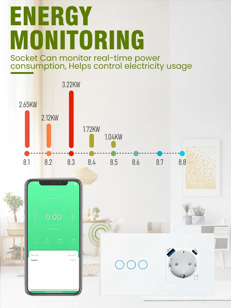 Logen EU Wifi Smart Touch Light Switch Sockets And Switches Timer Schedule Tuya Smart Life Alice 220V Need Neutral Wire 1Way