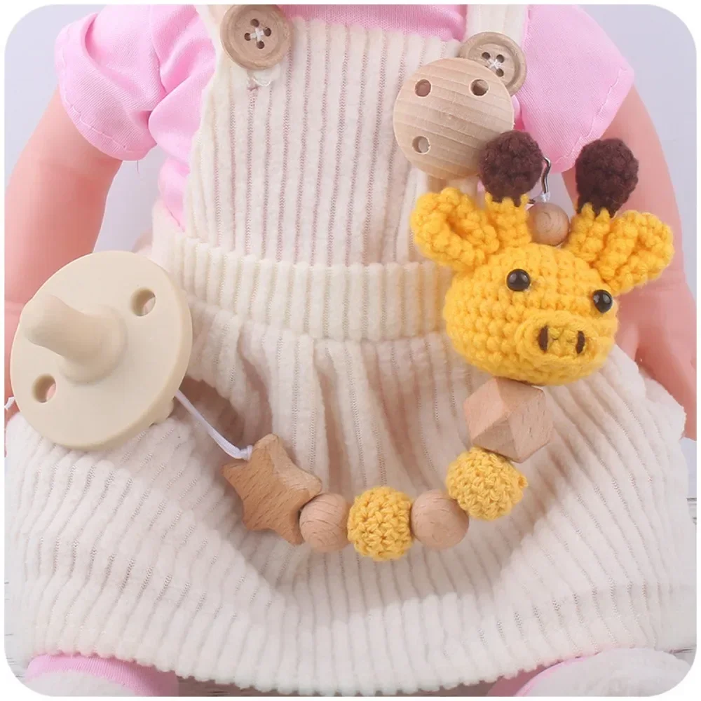 Pacifier Clip Chain Baby Cartoon Animal Crochet Beads Anti-Drop Dummy Holder for Infant Shower Product Newborn Feeding Gifts