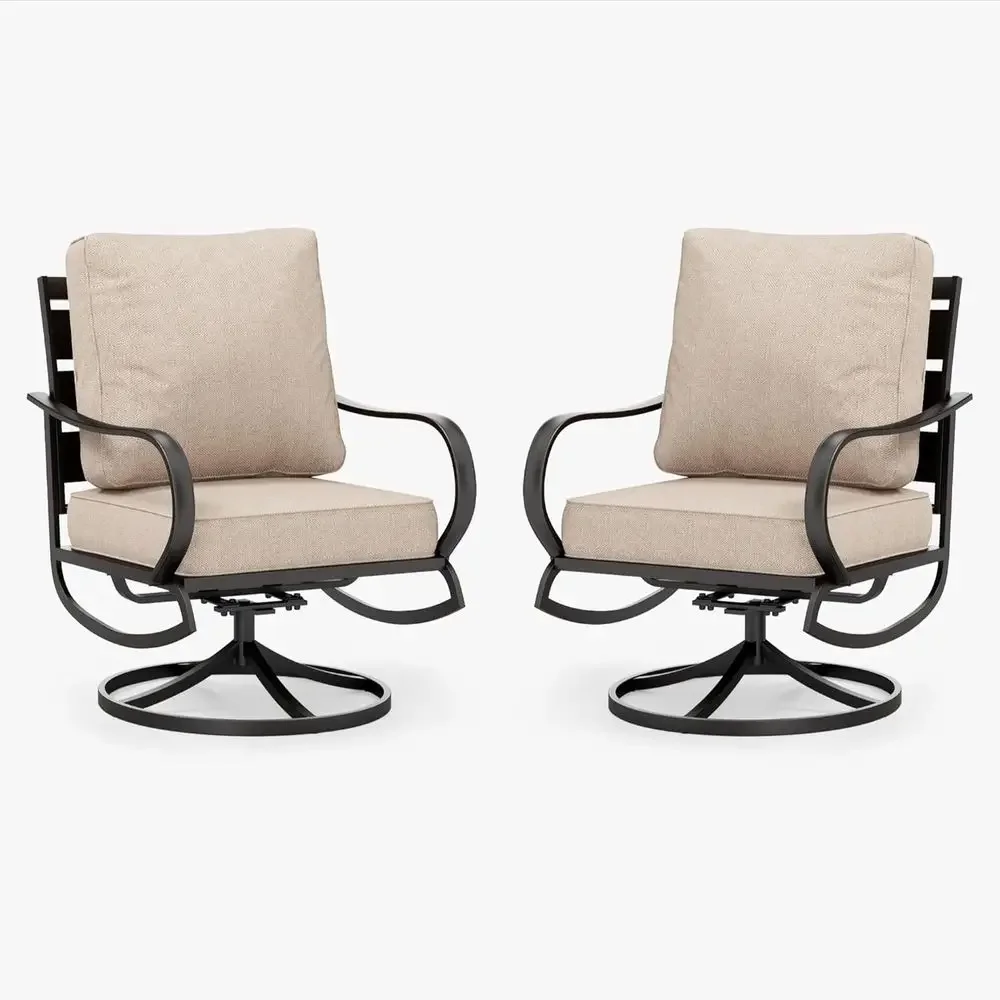 2-Piece Outdoor Patio Furniture Set with Swivel Padded Chairs and Metal Frame