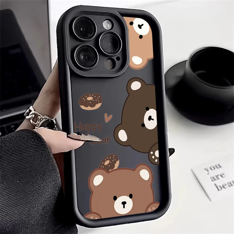 Phone Case For Xiaomi Redmi Note 13 12S 12 11S 11 Pro Plus 5G 10S 10 Pro 13C 12C 4G New Cartoon Cute Bear Couple Soft TPU Cover