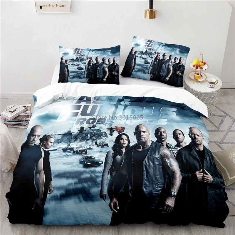 Fast and Furious 3d Bedding Set Bed Linen Duvet Cover Set Pillowcase Bedclothes Twin Full Queen King Comforter Cover 2/3pcs