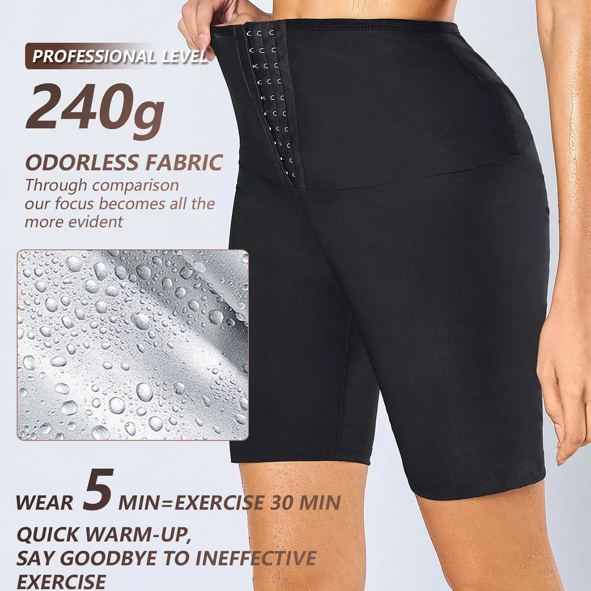Ladies' High Waist Sauna Shorts, Thermal Shaping Hip-Lifting Tights, Adjustable Sweat-Absorbent Cropped Pants, and Sports Shorts image 2