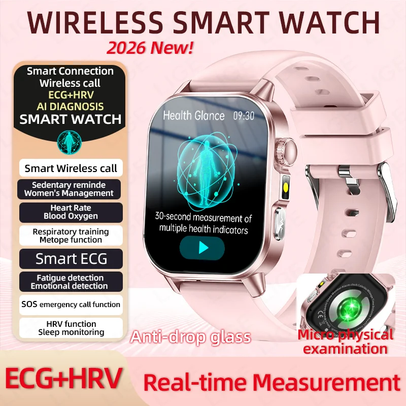 

LIGE 2026 New Women Health Smartwatch ECG+PPG Uric Acid Blood Lipid BMI Menstrual Cycle BT Call Nursing Grade Smart Bracelet Men