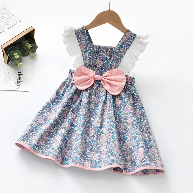 

Summer Baby Girl Dress Backless Bow Princess Dress Ruffle Sleeve Full Flower Kid Vest Dress Wedding Party Children Costume A1375