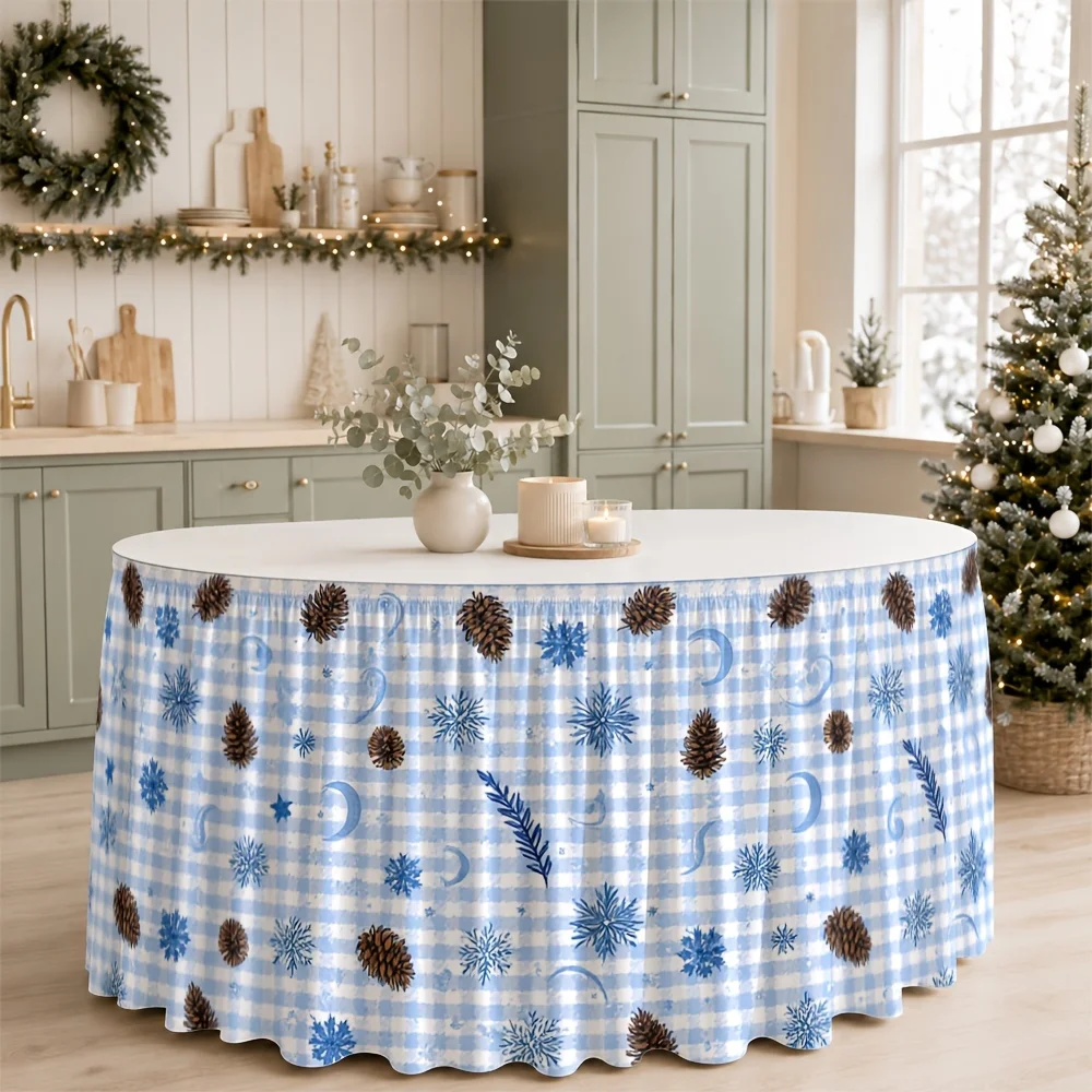 2D Flat Banner Flat Printed Polyester Table Skirt One piece for Birthday Christmas Wedding Halloween Thanksgiving