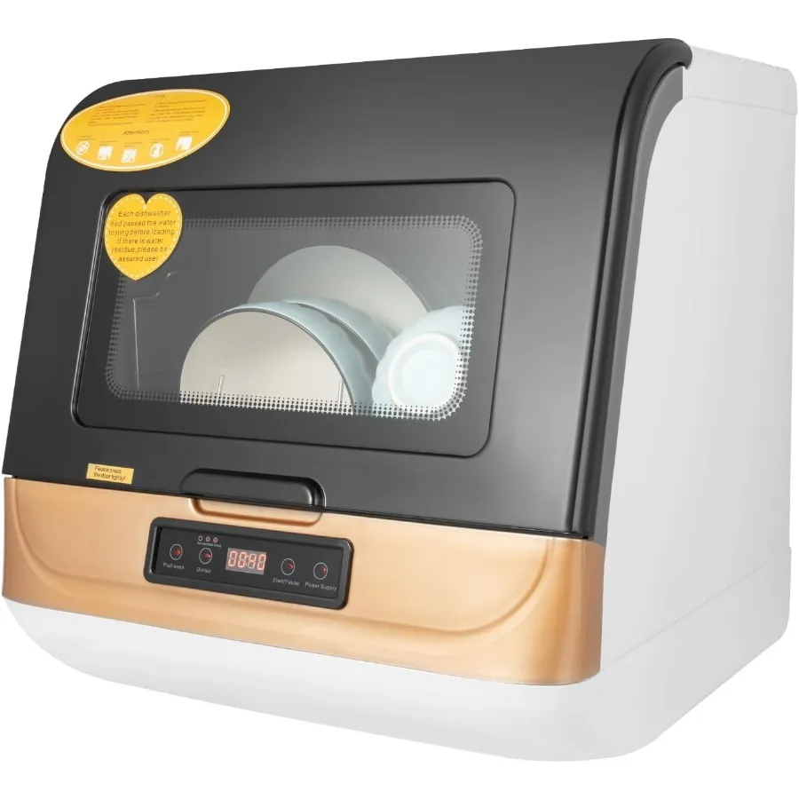 Tragbarer Geschirrspüler für die Arbeitsplatte, nicht zu installierender Desktop-Geschirrspüler mit abnehmbarem 7,8-Liter-Wassertank und Hybrid-Trocknungskonservierung F