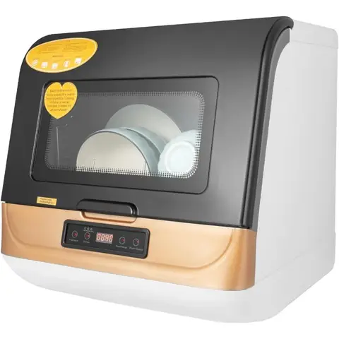 Lavavajillas portátil de encimera, lavavajillas de escritorio sin instalación con tanque de agua desmontable de 7,8 L y preservación de secado híbrido F