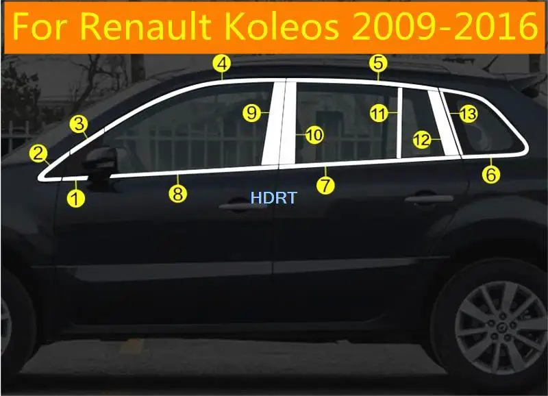 

Оконная полоса для Renault Koleos 304 2009 2010 2011 2012 2013 2014 2015 2016, литье из нержавеющей стали, аксессуары