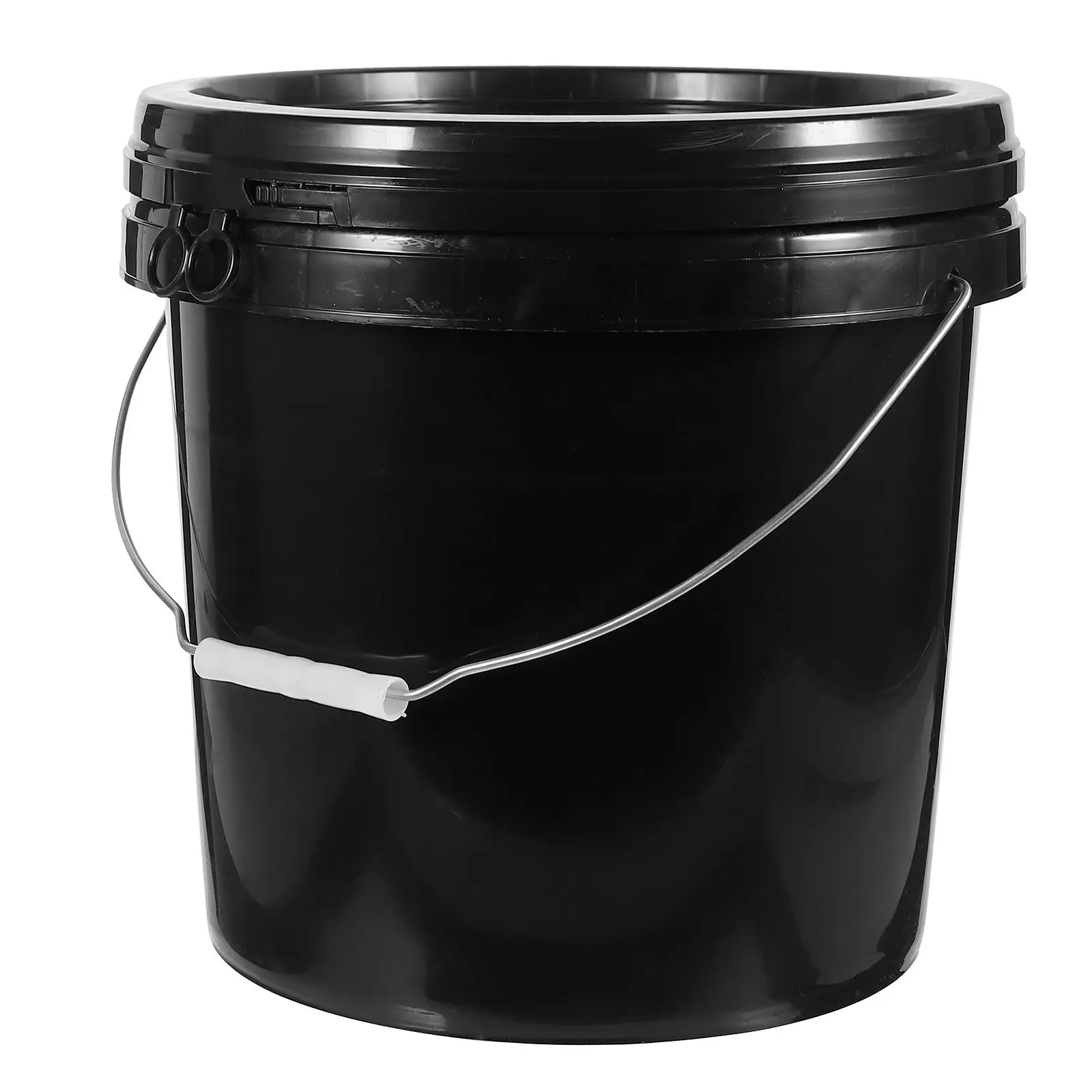 

10L Paint Bucket HDPE Plastic Containers Iron Handles Black Color Round Buckets Lid Storage Painting Functional