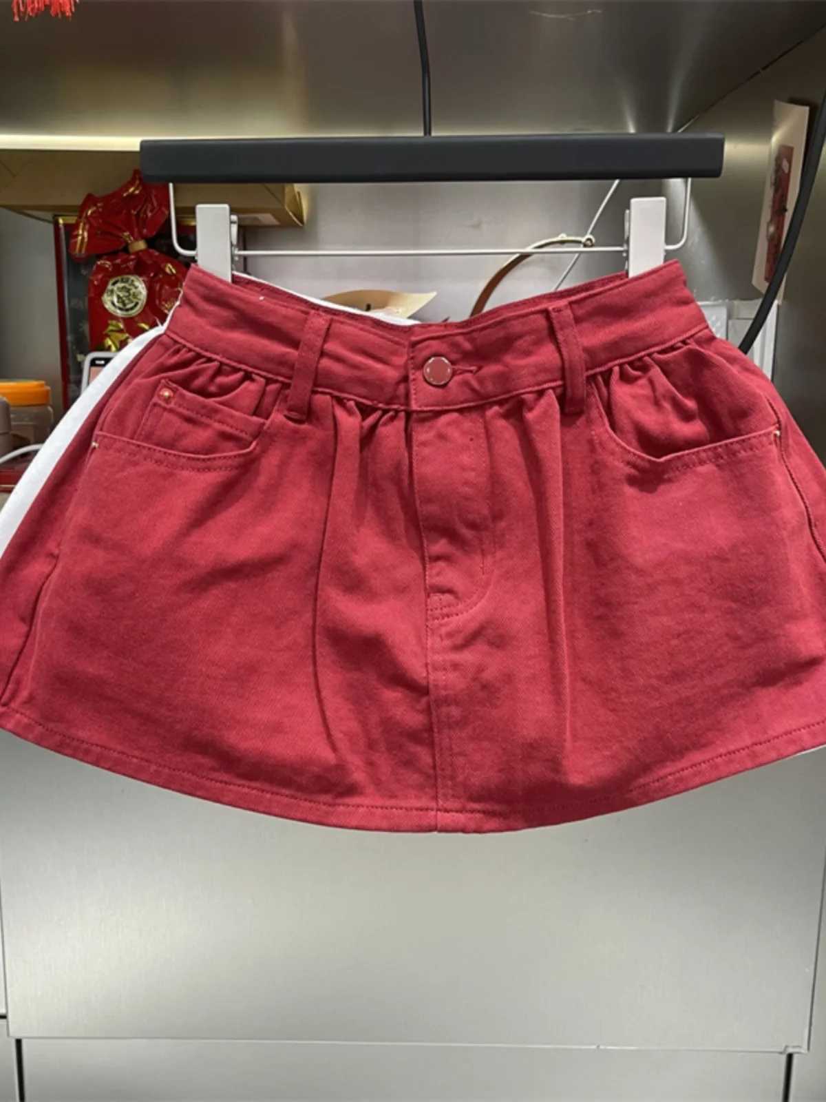 American Sweet and Cool Style Fashionable Versatile Washed Denim Skirt Anti-light A-word Short Skirt Women