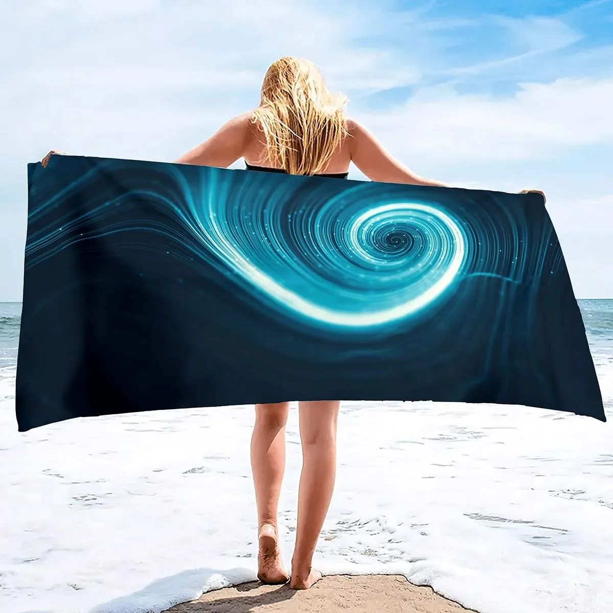 Microfiber Beach Towel, Sand Free Abstract Art Beach Towels Oversized, Quick Dry Soft Swirls Bath Towels for Outdoor Sports