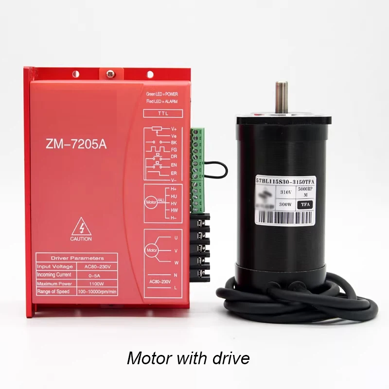 Anxinee 310VDC 300W 5000RPM 57BL High Voltage Brushless Motor Set With Drive Input AC 220V