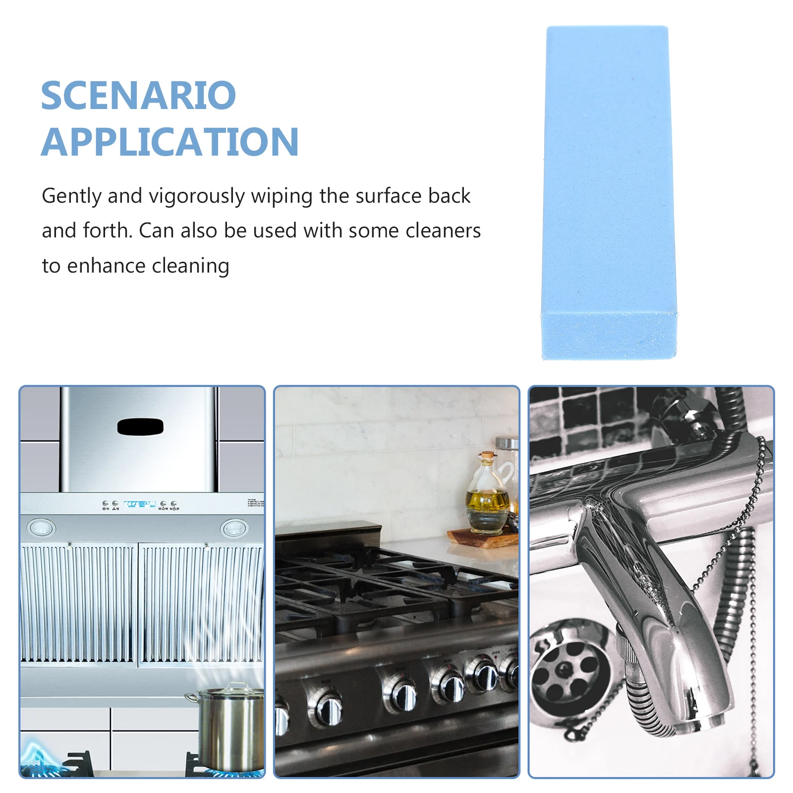 

Gummy Rubber Abrasive Block for Hard Water Rings Removal Blue Kitchen Sink Stain Scrubber Cleaning Stone