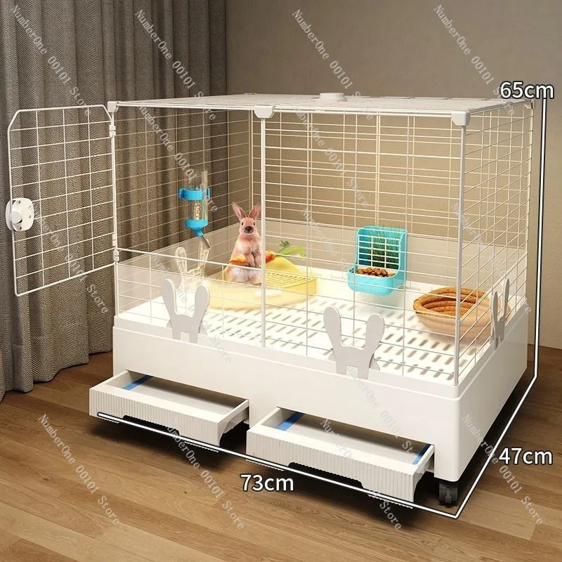 Large Rabbit Cage Luxury Bunny Hutch Villa Viewing House Anti Urine Splash For Guinea Pig Ferret Indoor Home