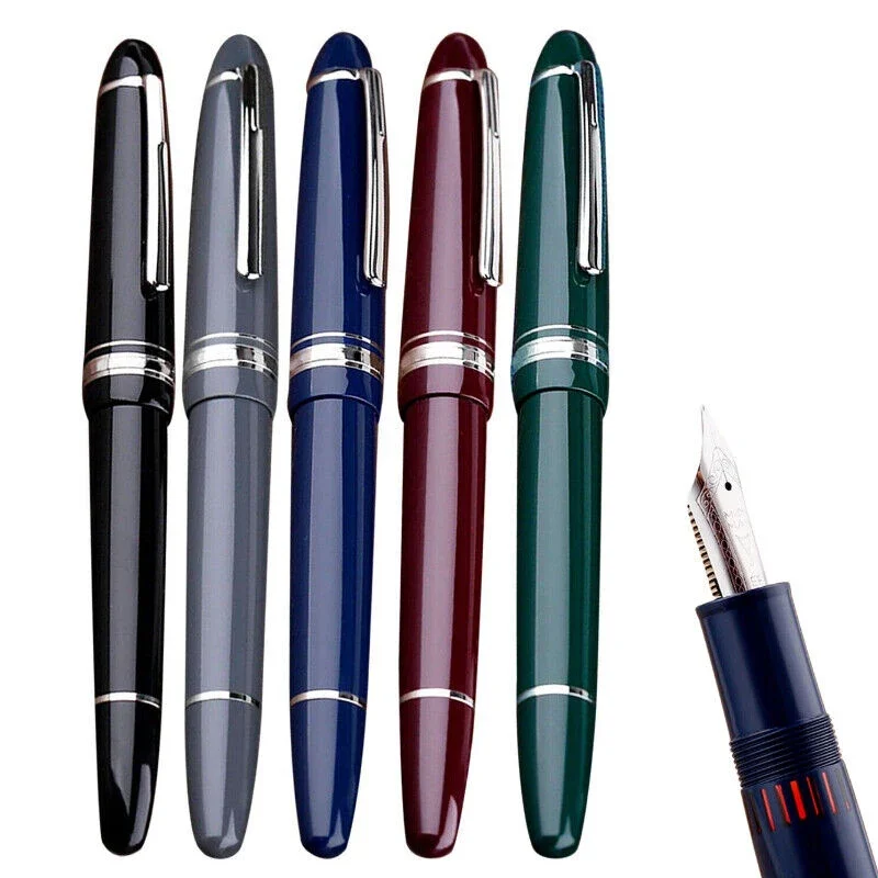 Majohn P136 Metal Copper Piston Fountain Pen Ink Windows Black Resin Writing Mb Pen EF/F Nib Office School Supplies Gifts