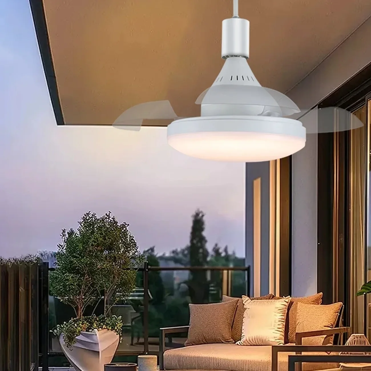 

48W Ceiling Fan Light E27 Base With Remote Control 4-Speed Retractable Blades Suitable For Bedroom Kitchen Invisible Ceiling Fan