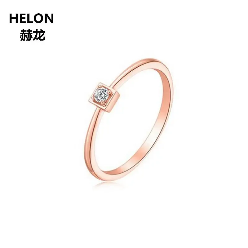 Solid 14k Rose Gold Natural Diamonds Engagement Wedding Ring for Women Classic Fine Jewelry 0.026ct SI/H Full Cut Gift