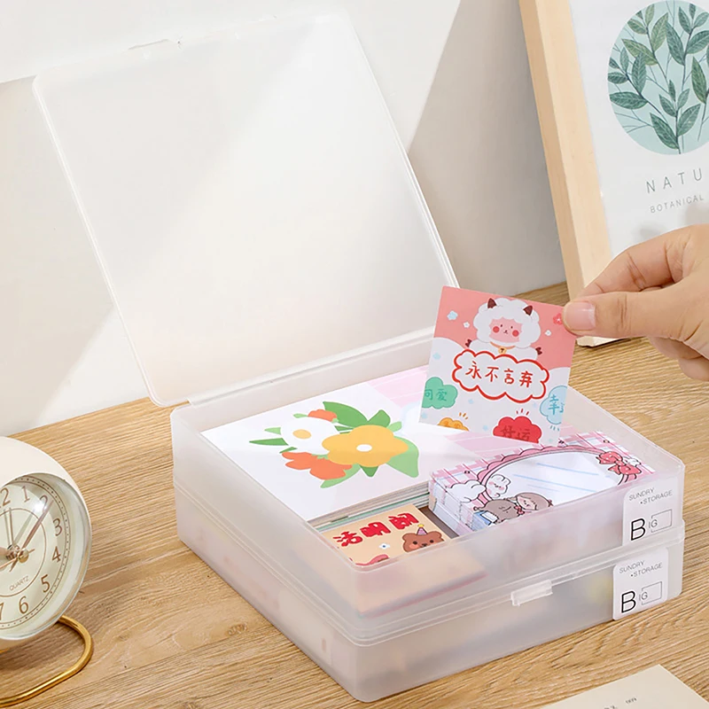 Transparent Plastic Box Kpop Photo Card Storage Box Translucent Kpop Photo Card Storage Box Desktop Cosmetic Storage Organizers