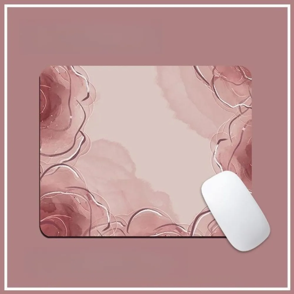Pink Rose Small Mouse Pad, Flower Mouse Pad, Small Female Character, Beautiful Office Soft Pad, Carrying a Fresh and Clean Soft